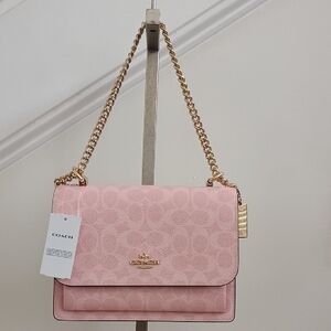 NWT! Coach Signature Klare Crossbody In Powder Pink 🩷 + Flower 🌷 Charm